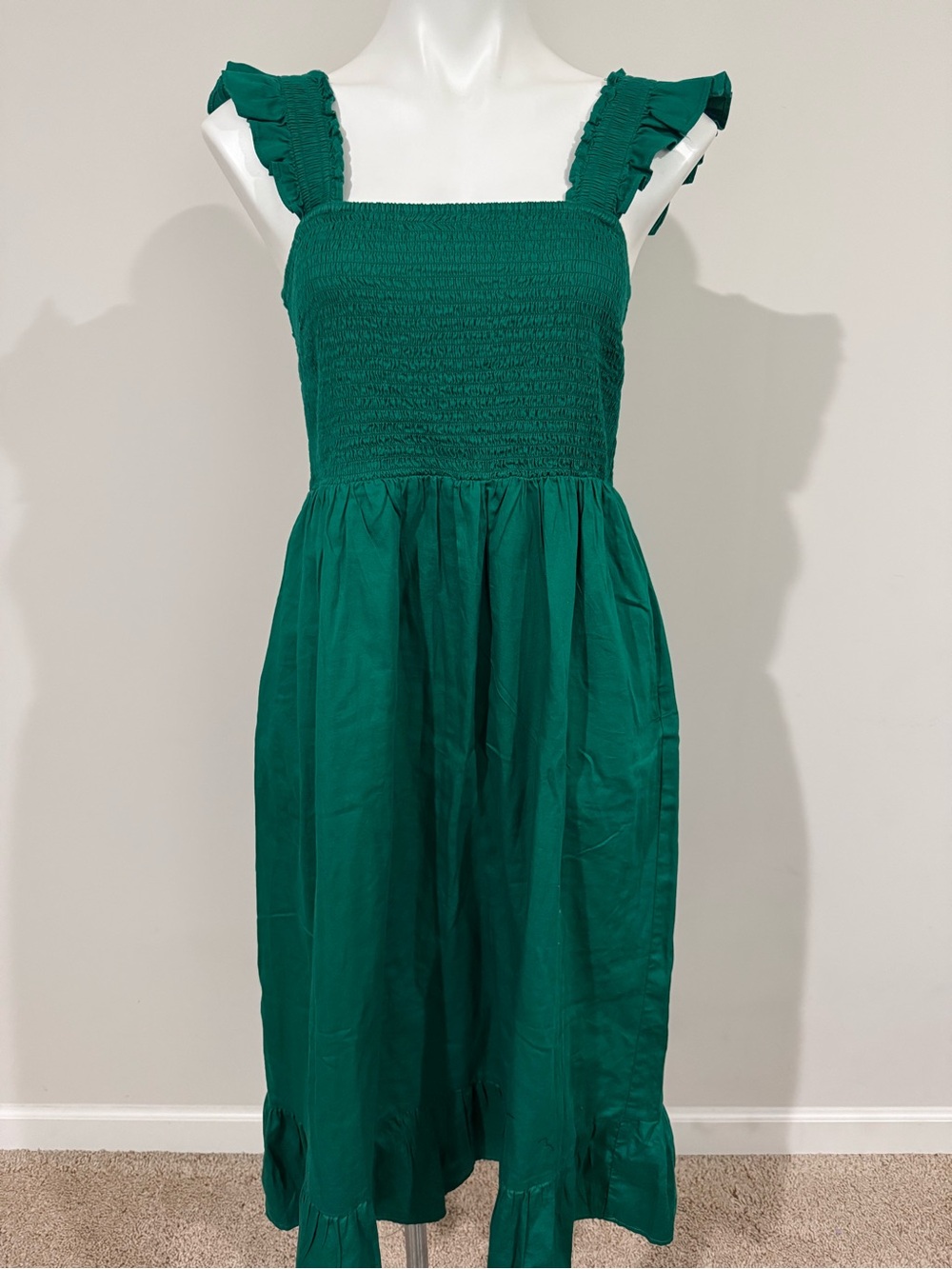 New Amazon The Drop Womens Kimi Ruffled Shoulder Smocked Midi Dress medium